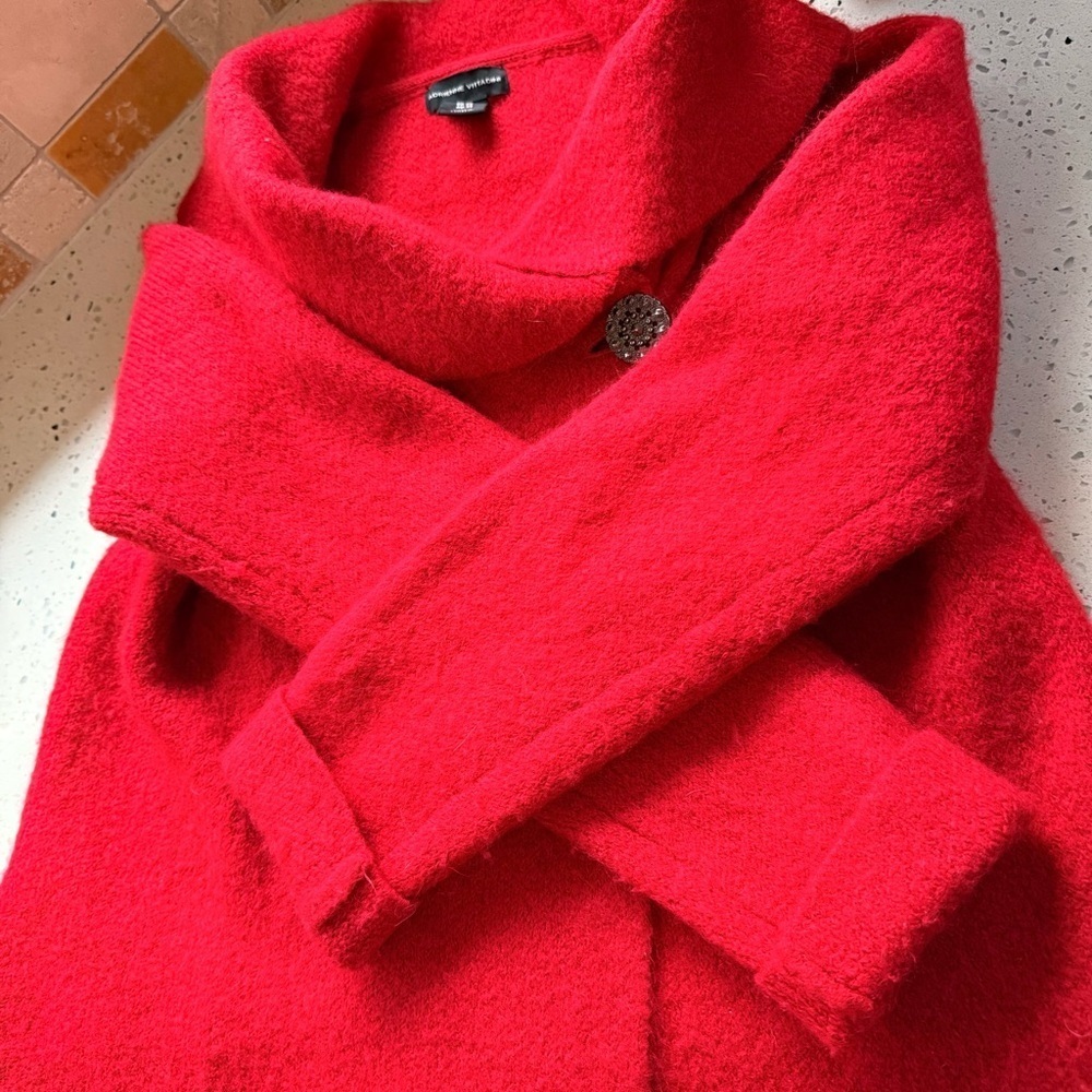Adrienne Vittadini Vibrant Red Cowl Neck Sweater jacket XS - Picture 2 of 8